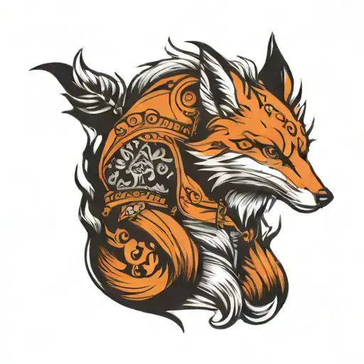 fox warrior hoodie ascending into heaven tattoo design idea