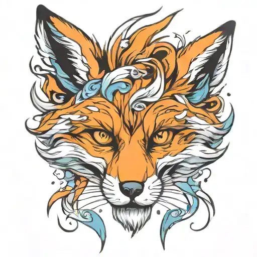angry fox  tattoo design idea
