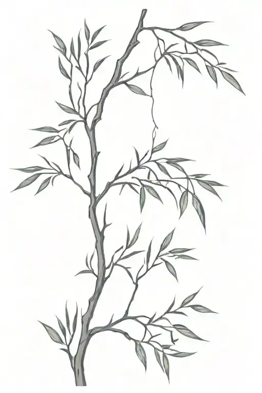 willow tree branch wrapped tattoo design idea