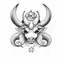 Capricorn starsign combined with Taurus starsign  tattoo design idea