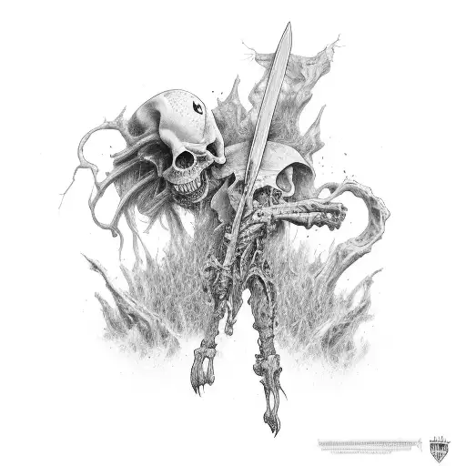 bio organic grim reaper tattoo design idea