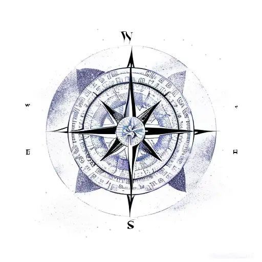 A compass background with my children's names as the points, a Yin Yang symbol at the center, and waves and music notes around the outside tattoo design idea