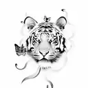 Incorporate a dancing silhouette surrounded by butterflies and tiger lilies tattoo design idea