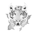 Incorporate a dancing silhouette surrounded by butterflies and tiger lilies tattoo design idea