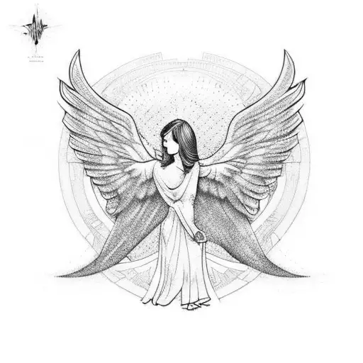 angel musculoso con alas  tattoo design idea