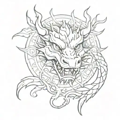 dragon head cute sun around dragon head tattoo design idea