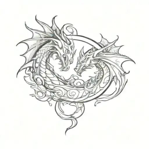 pair tattoo dragons personification sun and moon cute tattoo design idea