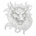 dragon head cute sun around dragon head tattoo design idea