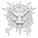 dragon head cute sun around dragon head tattoo design idea