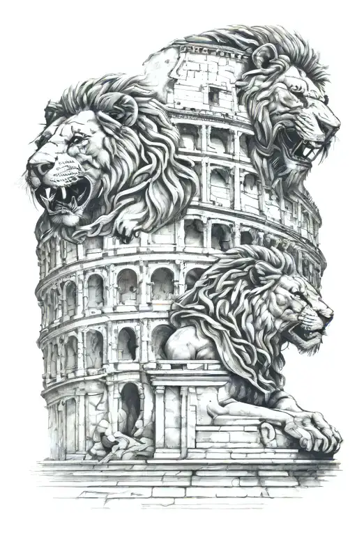 Colosseum Gladiators Lions Italy tattoo design idea