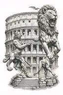 Colosseum Gladiators Lions Italy tattoo design idea