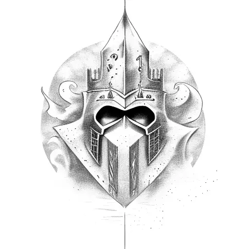 dark fantasy knight castle moon starsn night  tattoo design idea