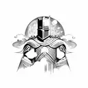 dark fantasy knight castle moon starsn night  tattoo design idea