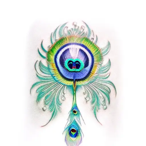 Peacock with eyes in the feathers tattoo design idea