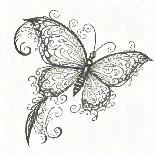 infinito con pluma, mariposa y el nombre Dilan Jose  tattoo design idea