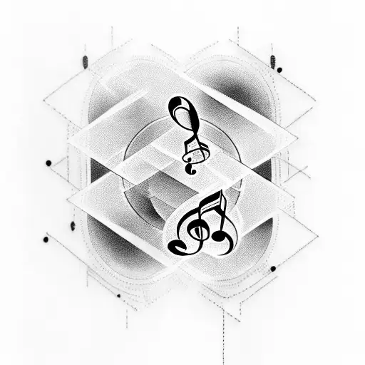 A tattoo design featuring musical notes and a computer coding language intertwined tattoo design idea