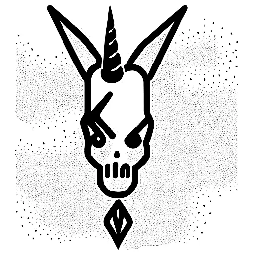 head undead unicorn tattoo design idea