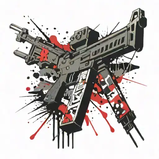 jesus cross ak 47 tattoo design idea