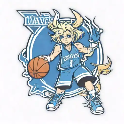 Dallas Mavericks anime blonde  character tattoo design idea
