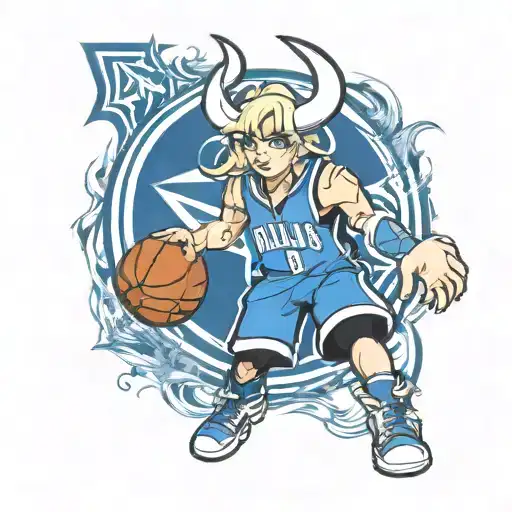 Dallas Mavericks anime blonde  character tattoo design idea