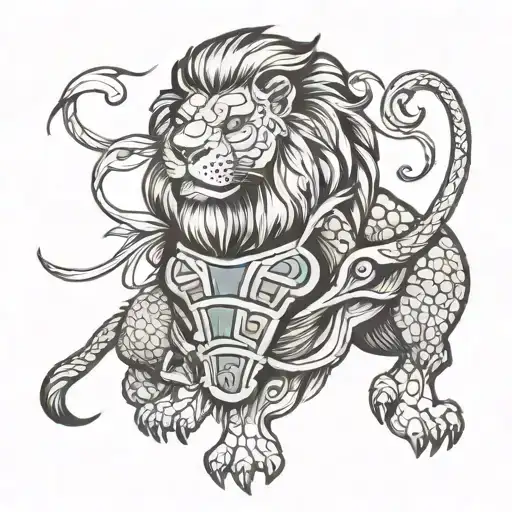 lion, turtle tattoo design idea