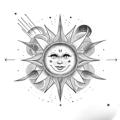 A small and vertical astrology tattoo of sun in Virgo, moon in Scorpio, and ascendant in Aquarius. Fine line art for the tattoo design idea