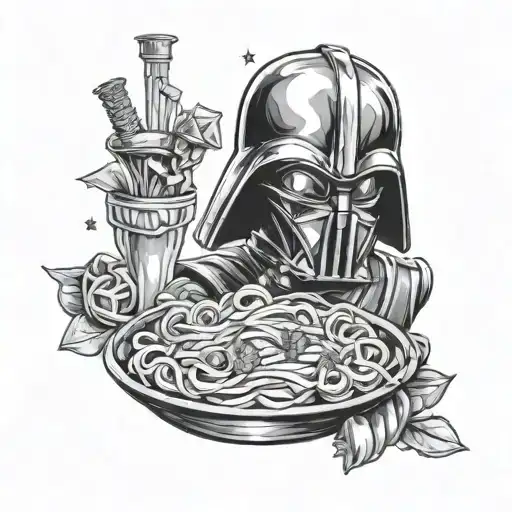 star wars and pasta dish tattoo design idea