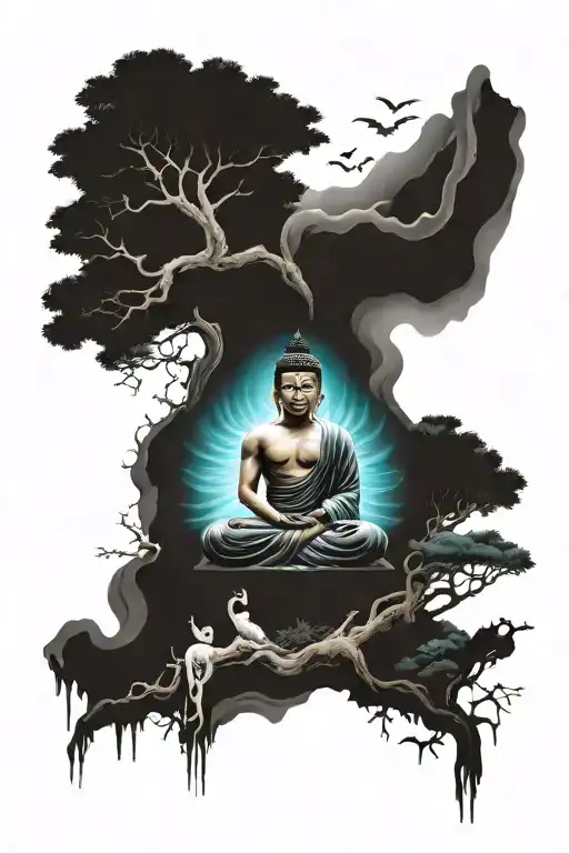 family, medicine, Buddhism, religion, path to success, discipline, motivation, strong character tattoo design idea