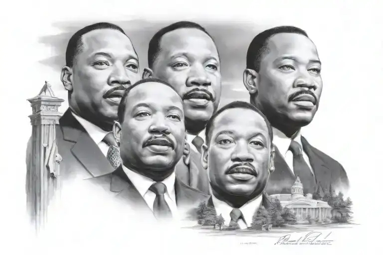 black Mount Rushmore with Patrice Lamumba, Martin Luther king, Malcolm x and Marcus Garvey tattoo design idea