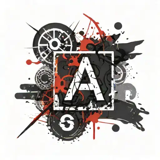 Blood type 3 positive with anachia sign in the blood and black-red color tattoo design idea