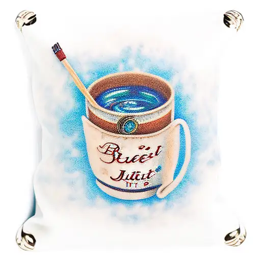 blue jeans with writing on the pocket 'just breathe' with a chocolate sticking out of pocket, with bottle stroh rum tattoo design idea