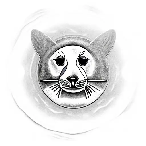 very detailed black and white seal with whole body tattoo design idea