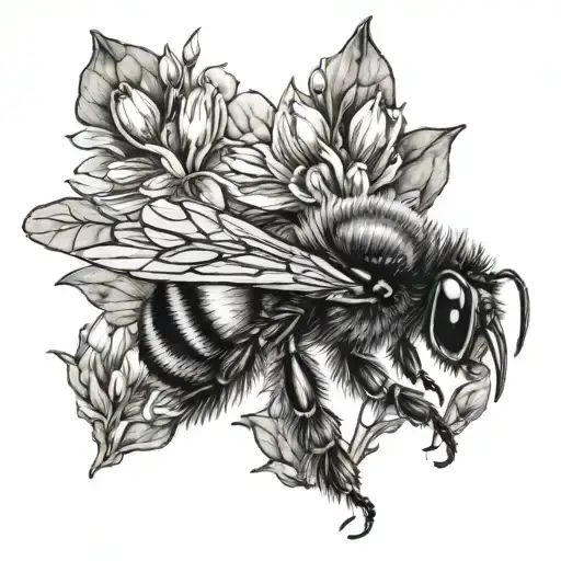 bumble bee collecting nectar tattoo design idea