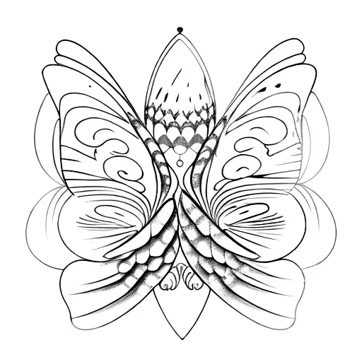 Lotus petals transforming into butterfly wings tattoo design idea