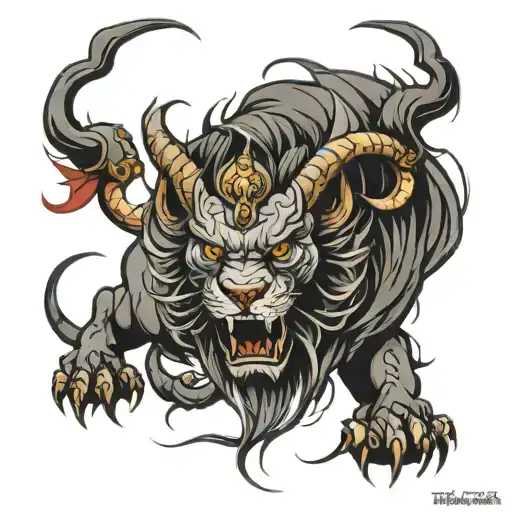 demon lion tattoo design idea