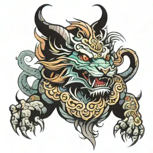 demon dragon lion tattoo design idea