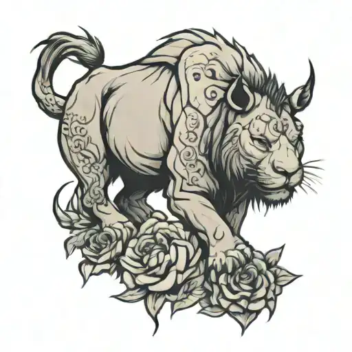 lion rhino tattoo design idea