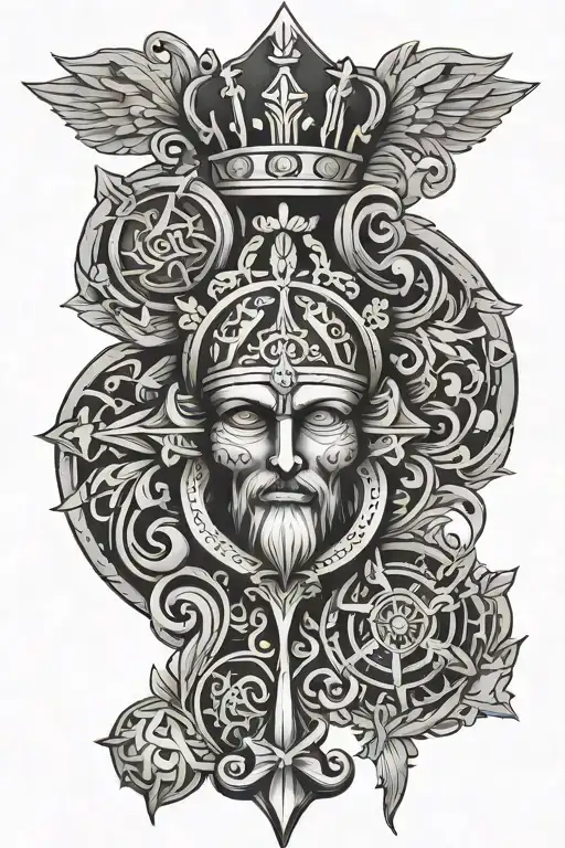 Patriotic Lithuanian Style, Religious symbols integrated tattoo design idea