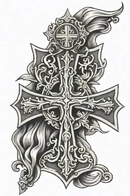 Patriotic Lithuanian Military Style, Religious Cross tattoo design idea