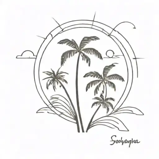 something that reminds of spain, including a palm tree and the sun tattoo design idea