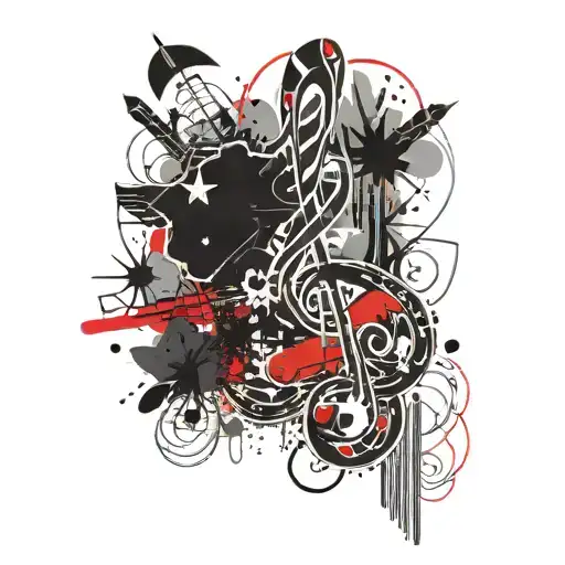 Africa continent music note intertwined tattoo design idea