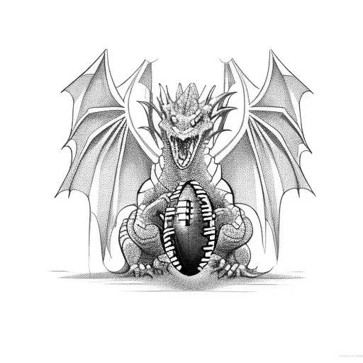 A dragon holding a football in its claws tattoo design idea