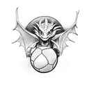 A dragon holding a football in its claws tattoo design idea