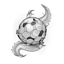 A dragon holding a football in its claws tattoo design idea