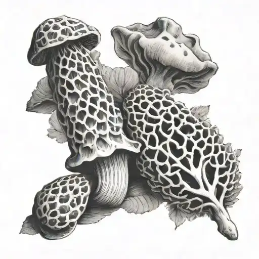 morel mushroom tattoo design idea