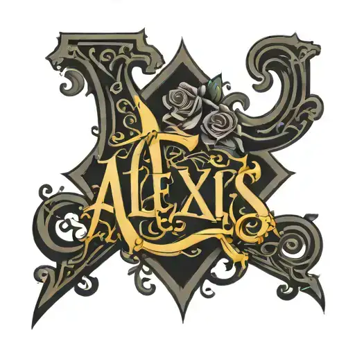 Alexis written in gothic lettering  tattoo design idea