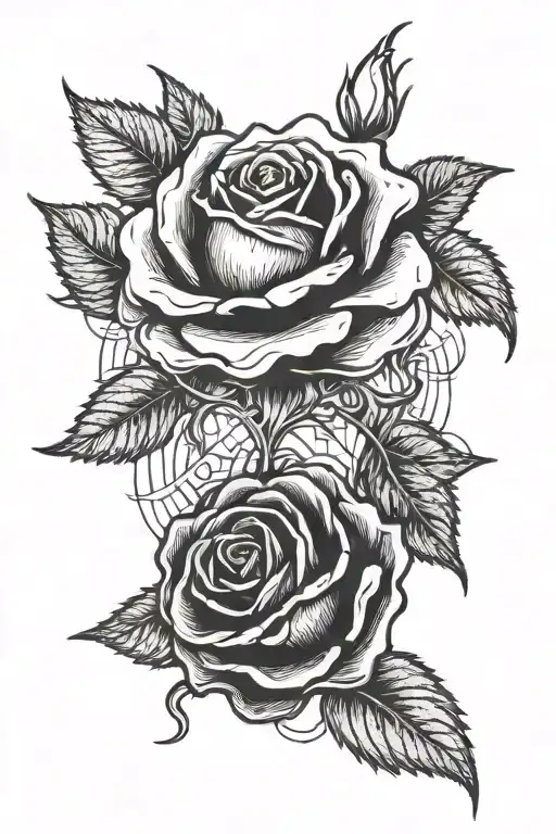 The song black by pearl jam around a black rose intertwined tattoo design idea