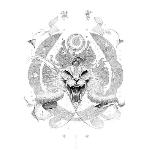 sol, lua, mar tattoo design idea