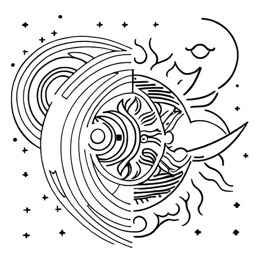 Sun and Moon tattoo design idea