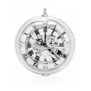 A vintage pocket watch with intricate details and skyscrapers reflected in its glass, symbolizing the timeless beauty of old money tattoo design idea